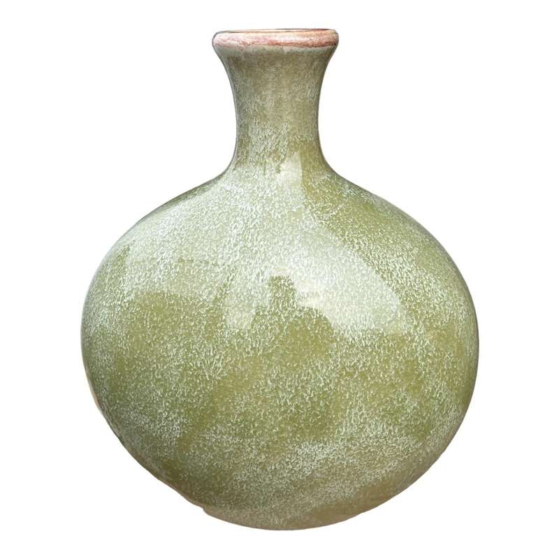 Ceramic Big Belly Vase - Rustic Green