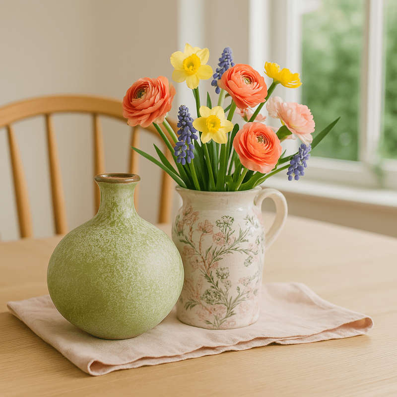 Ceramic Big Belly Vase - Rustic Green