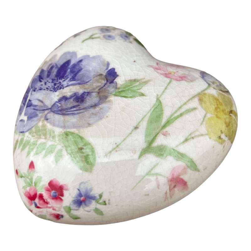 Ceramic Decor Heart - Large Purple Flower