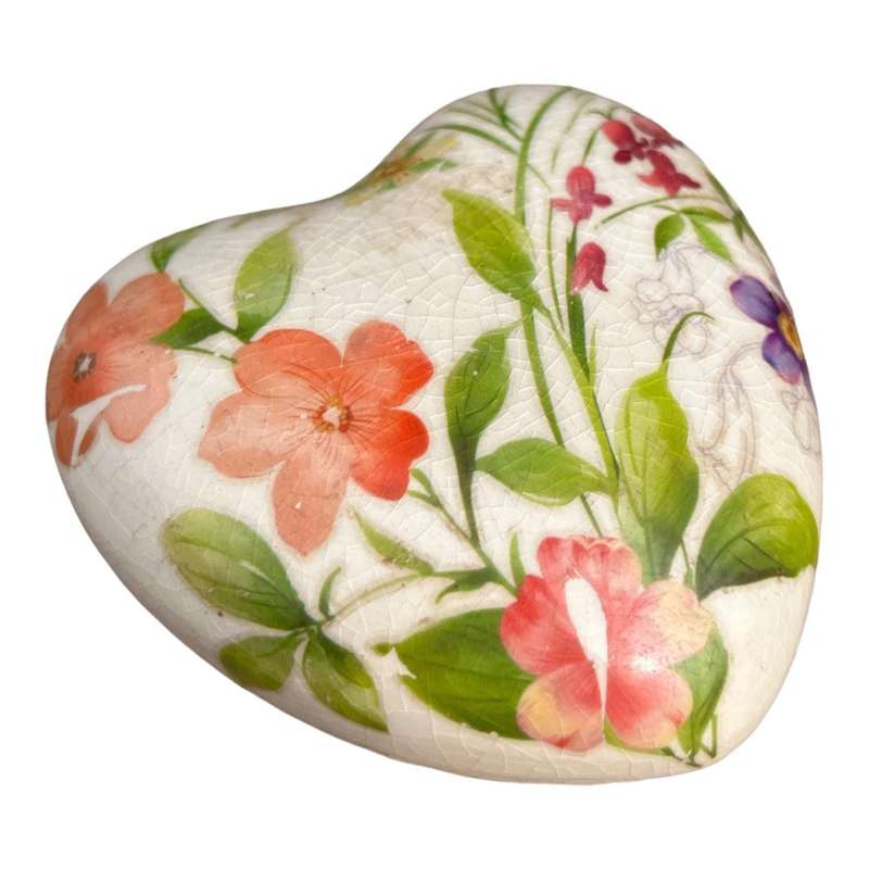 Ceramic Decor Heart - Pink, Red And Purple Flowers