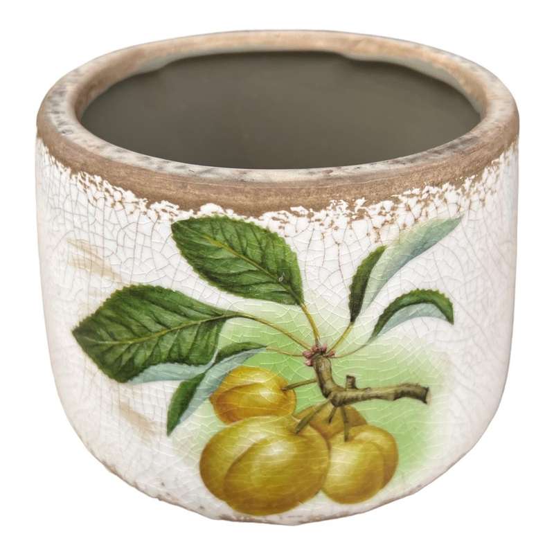 Ceramic Footed Pot - Peach Branch