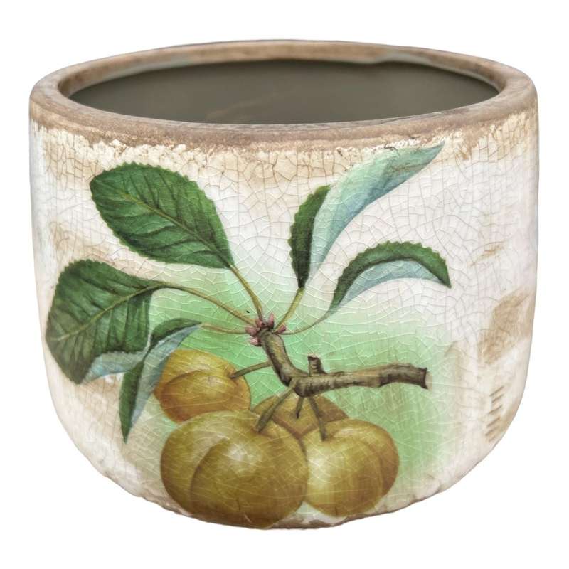 Ceramic Footed Pot - Peach Branch