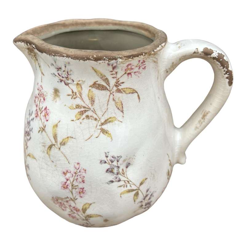 Ceramic Jug - Small Flowers, Pinks And Purples