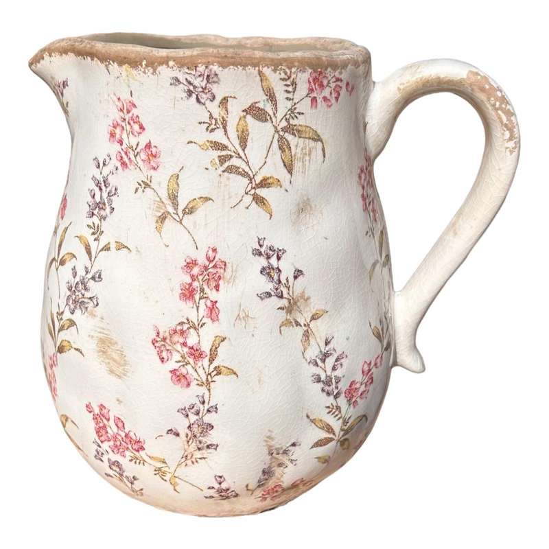 Ceramic Jug - Tiny Pink And Purple Flowers
