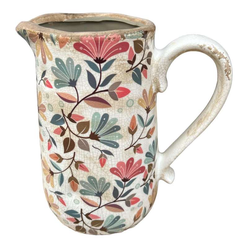 Ceramic Jug - Wild Colourful Flowers
