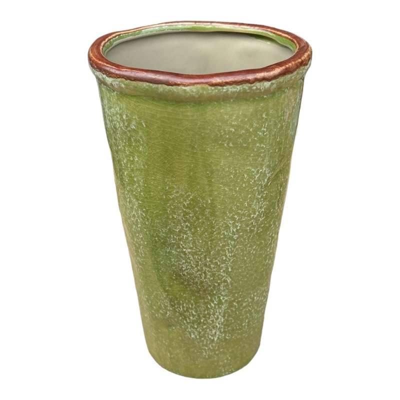 Ceramic Long Vase - Green Rustic