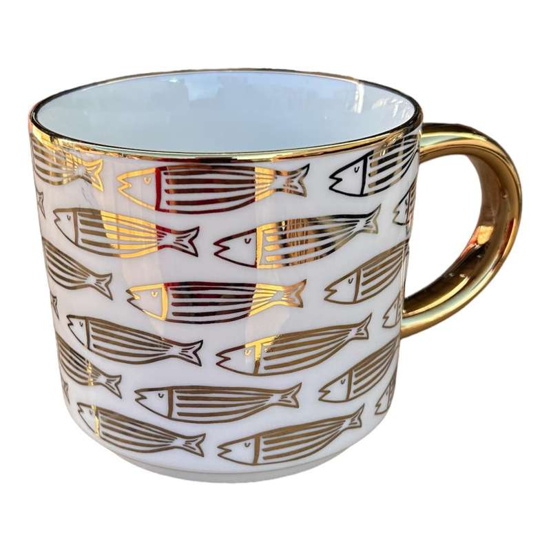 Ceramic Mug - Gold Accent Fish