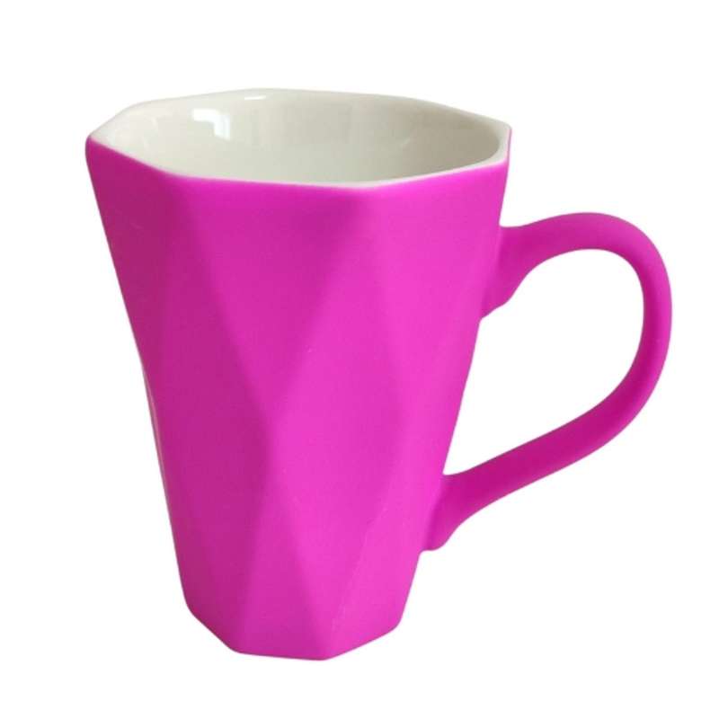 Ceramic Mug with Purple Diamond Design