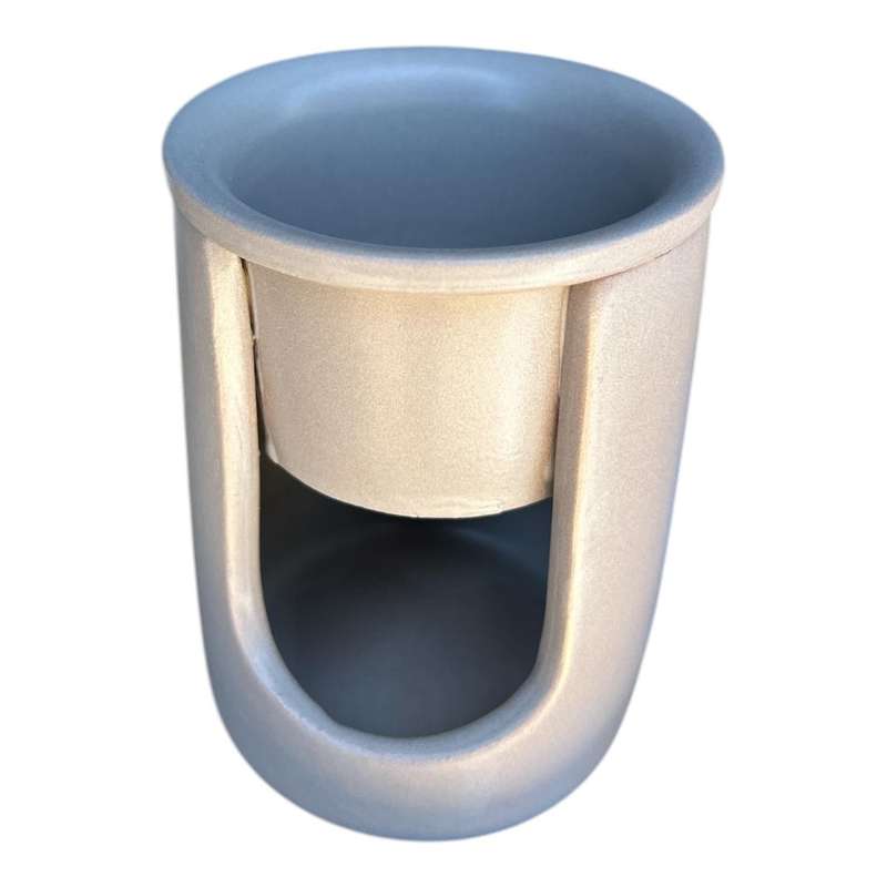 Ceramic Oil Burner 11cm - Light Grey Bucket
