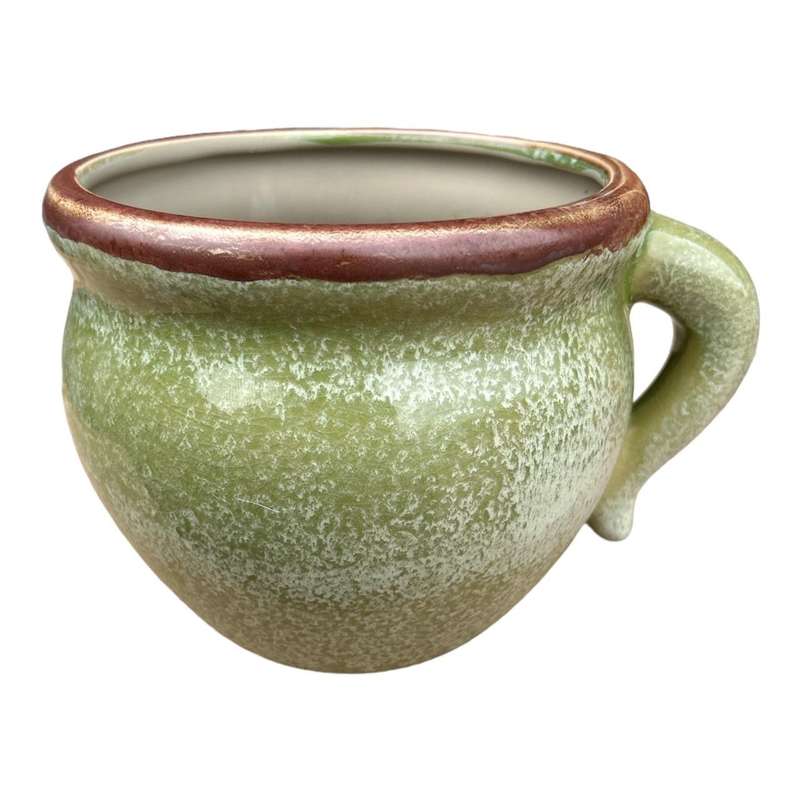 Ceramic One Arm Pot - Rustic Green