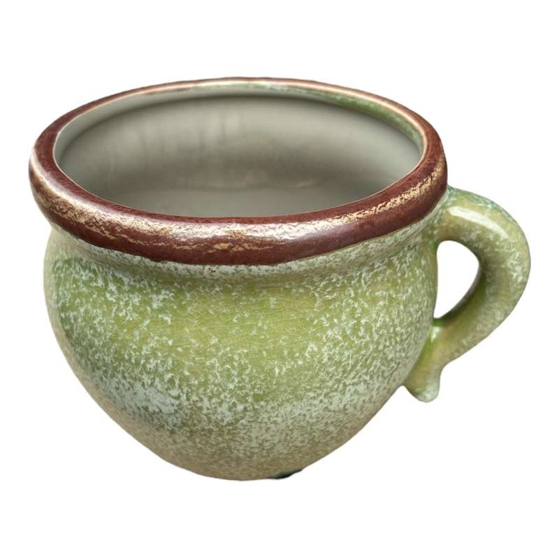 Ceramic One Ear Pot - Rustic Green