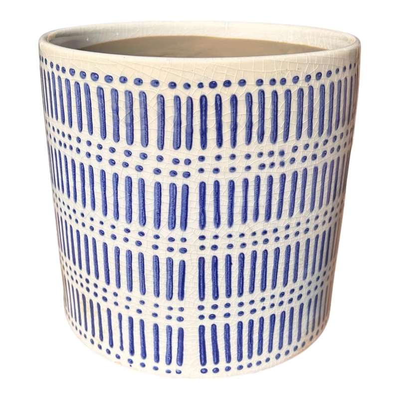 Ceramic Pot - Blue Dots And Dashes