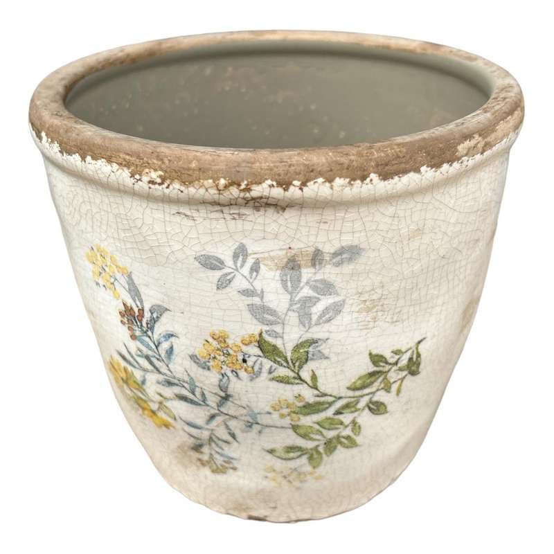 Ceramic Pot - Tiny Yellow Flowers