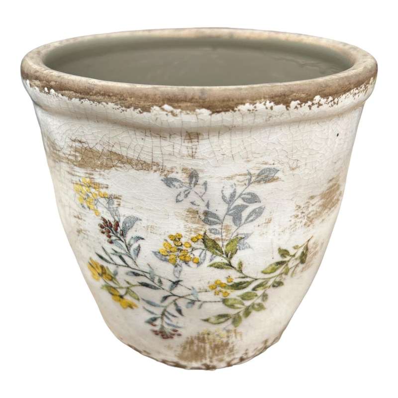 Ceramic Pot - Tiny Yellow Flowers