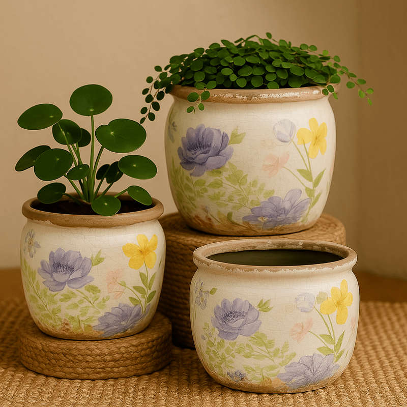 Ceramic Pot - Wild Flower Garden