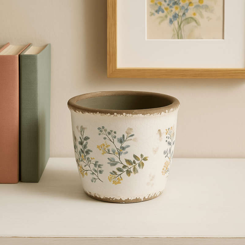 Ceramic Pot - Yellow Flowers