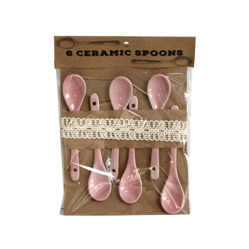 Ceramic Spoons - Light Pink 6 Piece