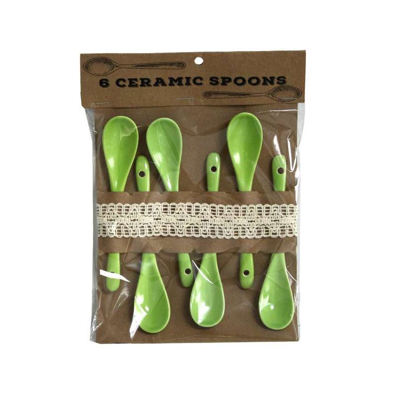 Ceramic Spoons - Lime Green 6 Piece