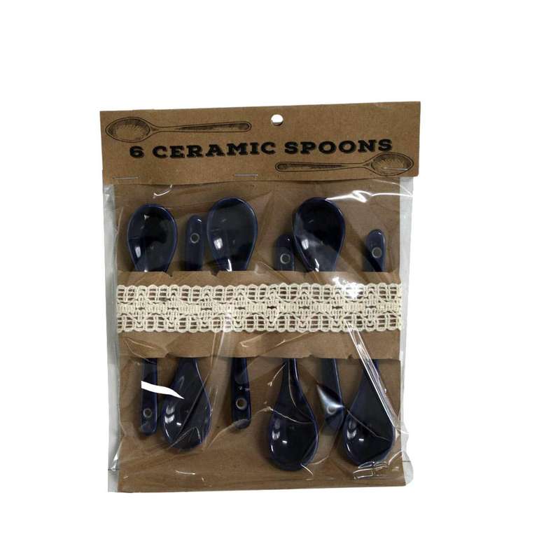 Ceramic Spoons - Navy 6 Piece