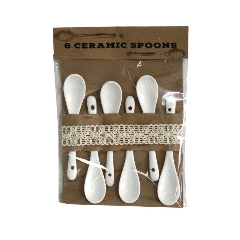 Ceramic Spoons - White 6 Piece
