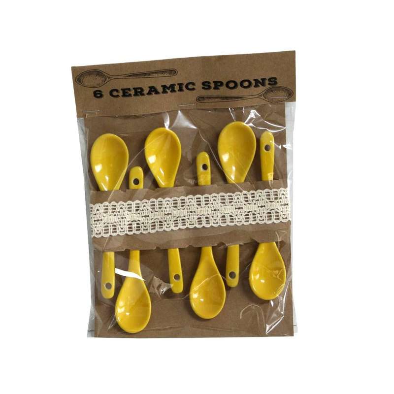 Ceramic Spoons - Yellow 6 Piece