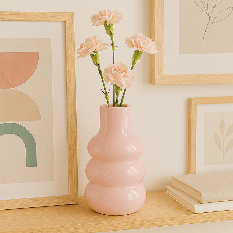 Ceramic Vase - Light Glazed Purple Three Rings