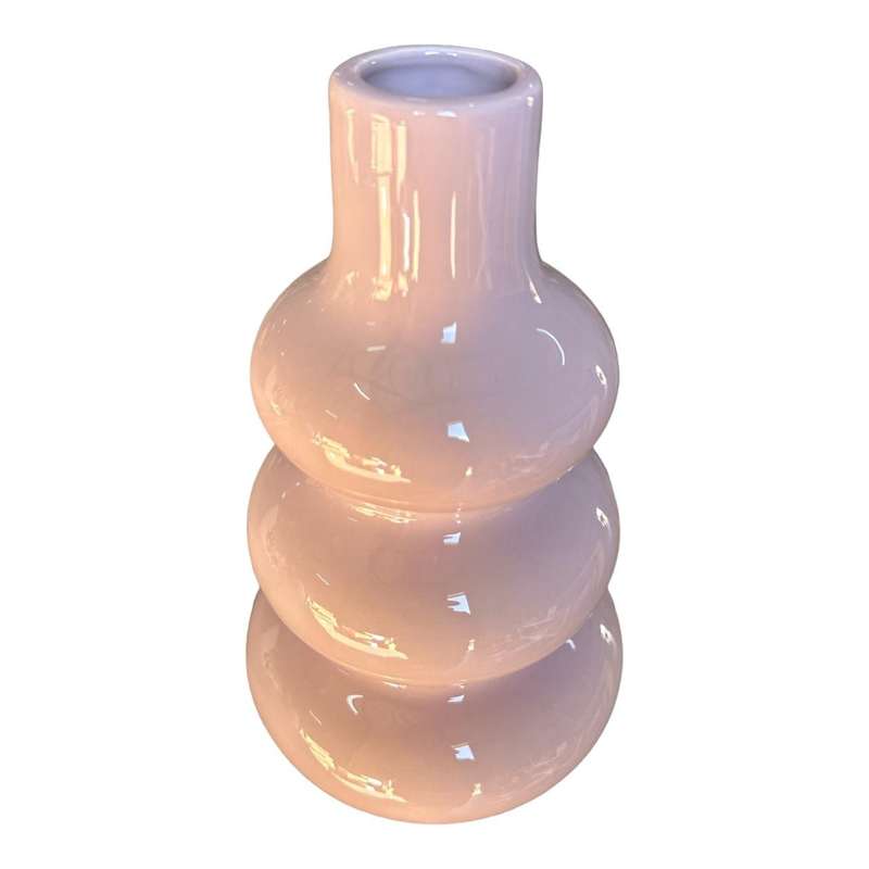 Ceramic Vase - Light Glazed Purple Three Rings