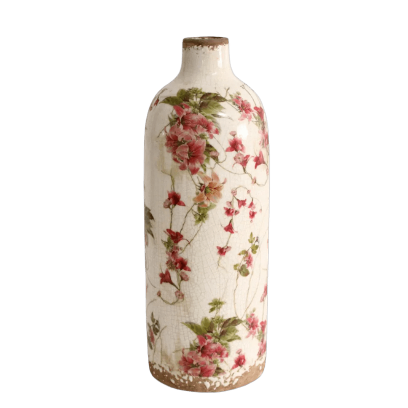 Ceramic Vase - Red Lilly Flowers
