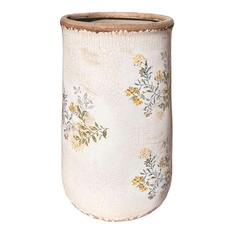 Ceramic Vase - Tiny Yellow Flowers