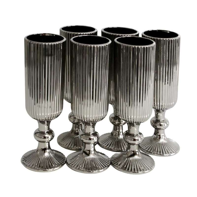 Champagne Glasses Box Of 6 - Lined Pattern