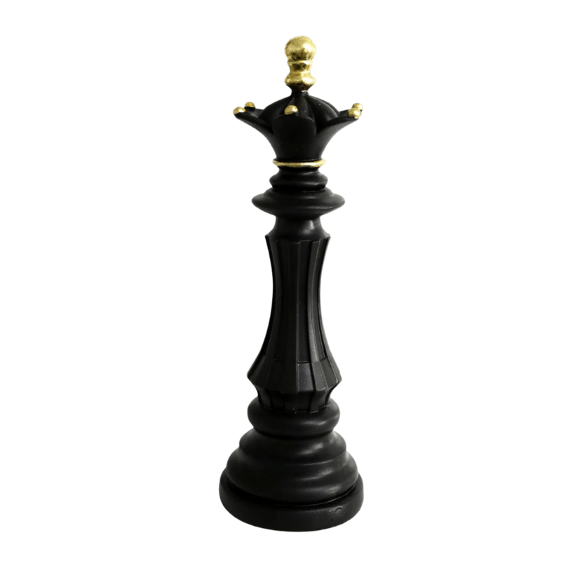 Chess Piece - Black, Gold Trimming Queen