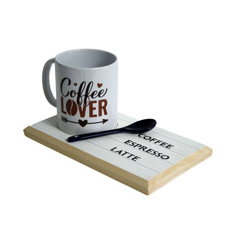 Coffee Lover's Mug and Tray Set