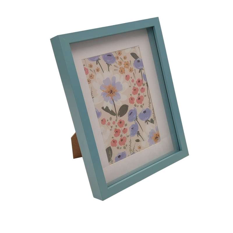 Colourful Flower Blue Border Photo Frame 22x17cm