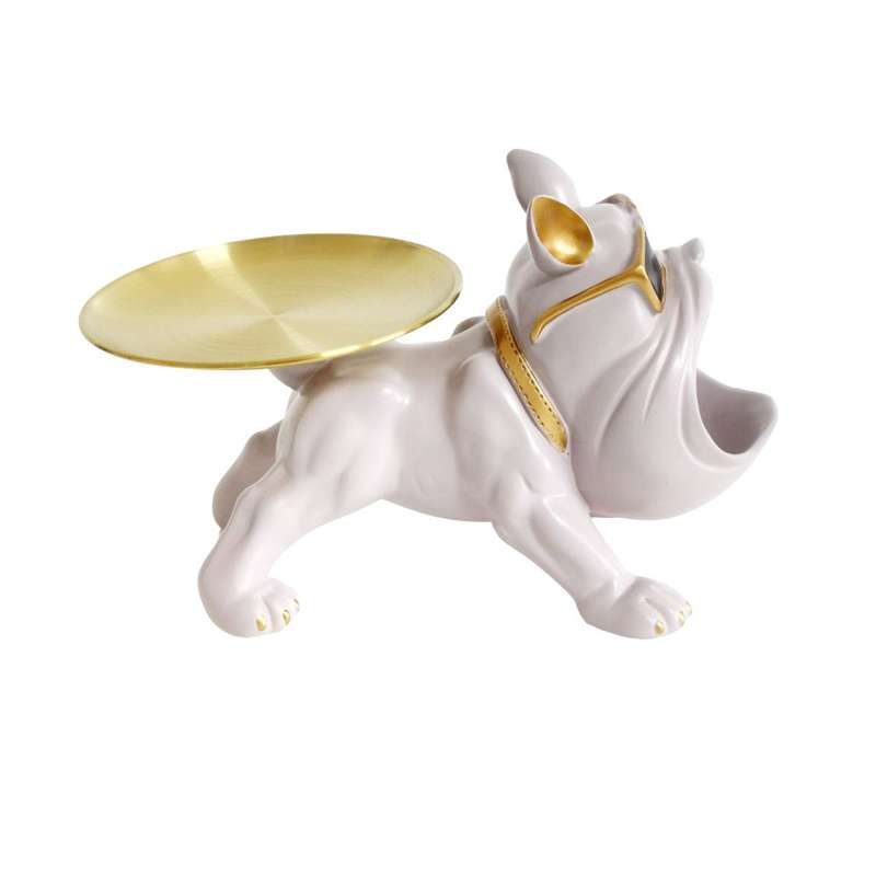 Cool Dog Craft White Big Mouth with Gold Plate Decor