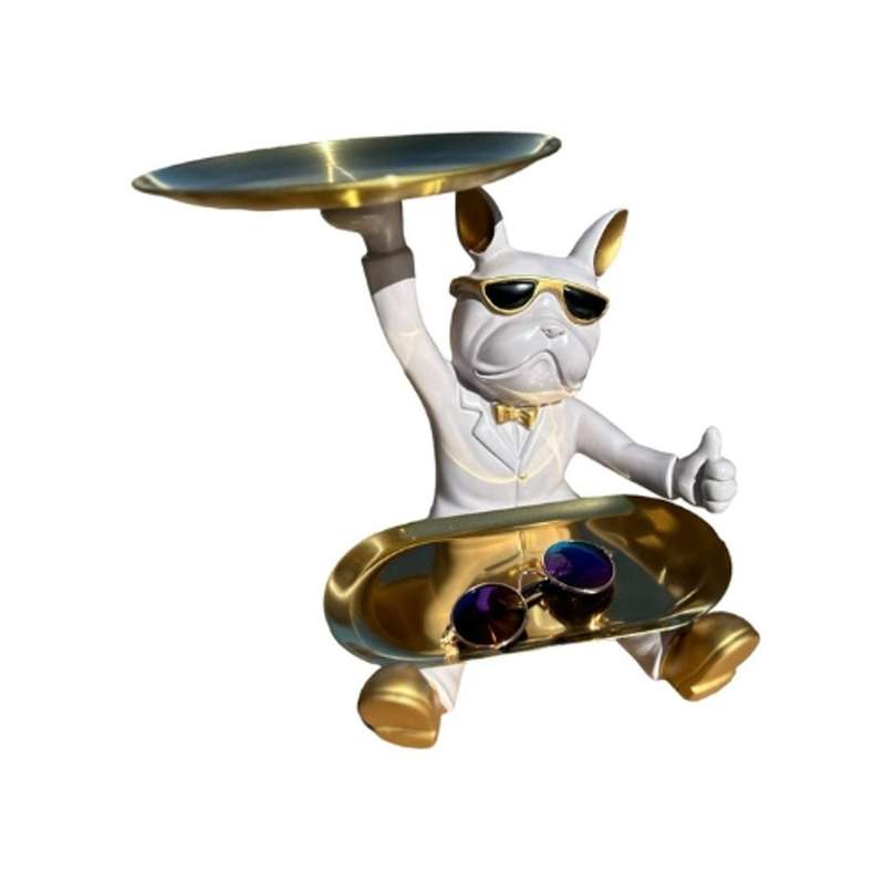 Cool Dog Craft - White Thumbs Up, Two Gold Plates