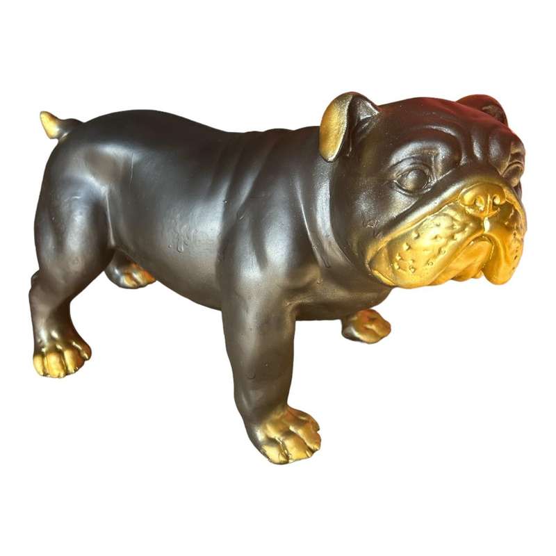 Decor Animal - Black Bulldog, Gold Snout And Feet