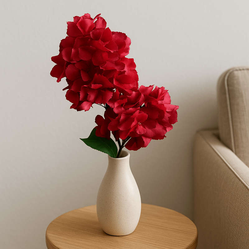 Deep Red Faux Bigleaf Hydrangea Flower