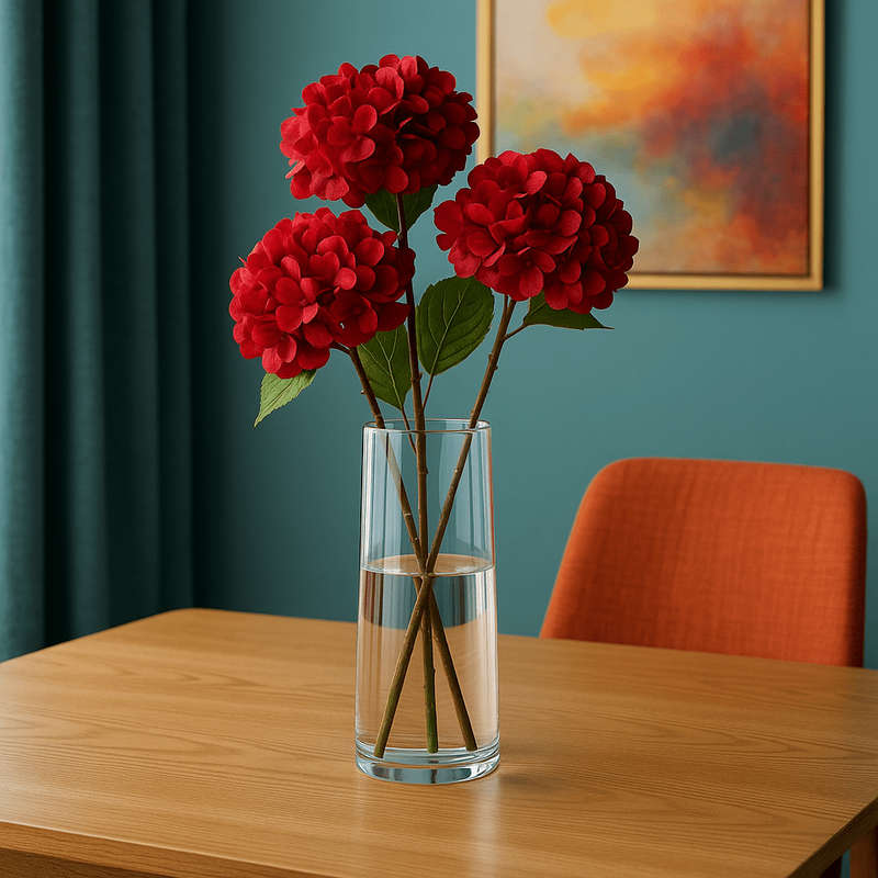 Elegant Red Wine Hydrangea Faux Blooms