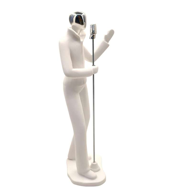 Elegant White and Silver Singer Figurine