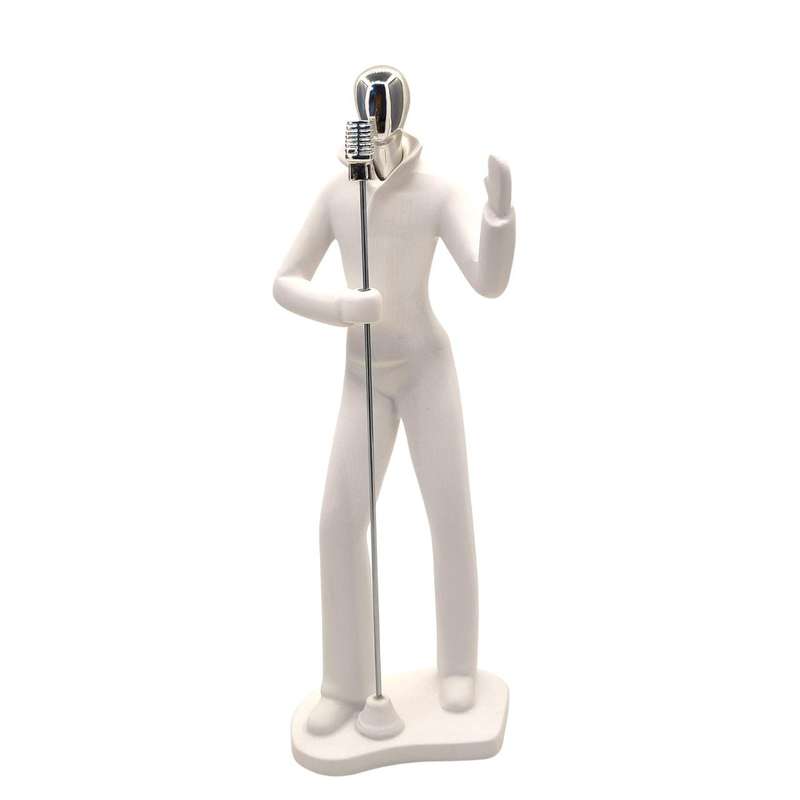 Elegant White and Silver Singer Figurine