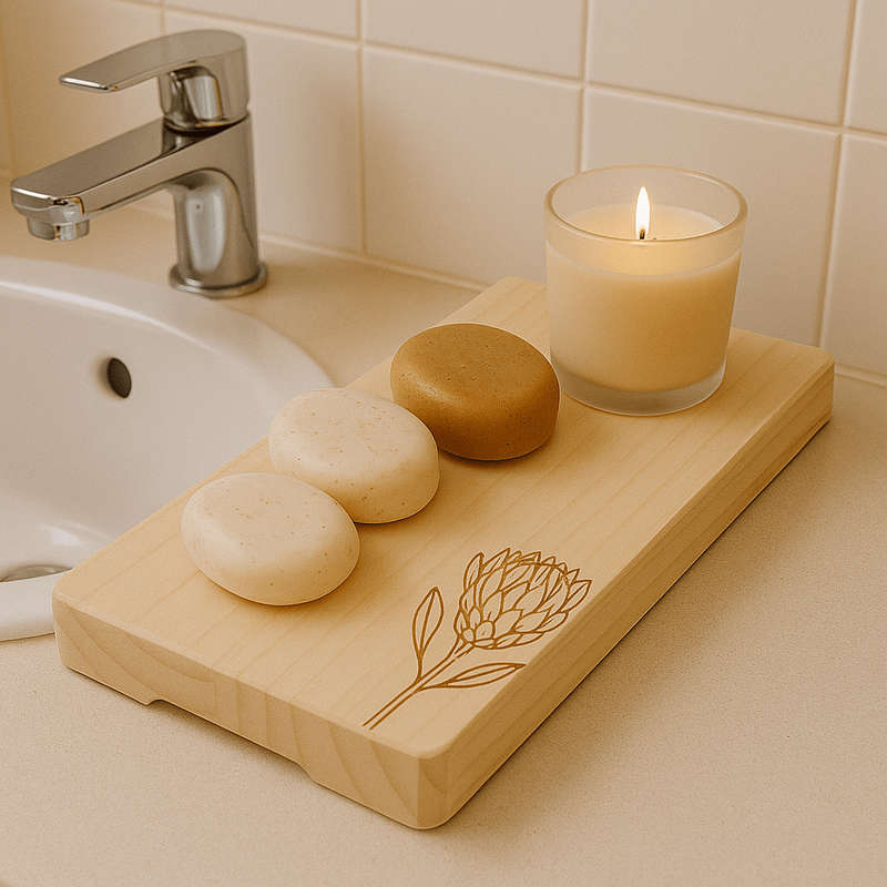 Elegant White Wash Bathroom Tray Stand