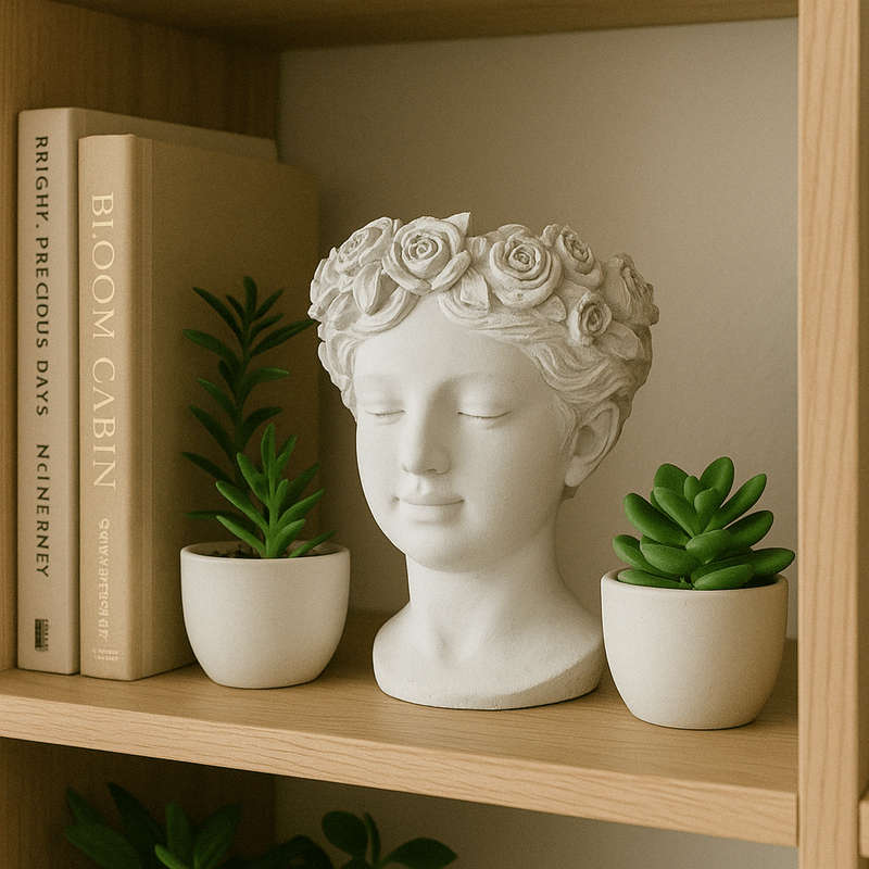 Extra Large White Flower Crown Female Bust