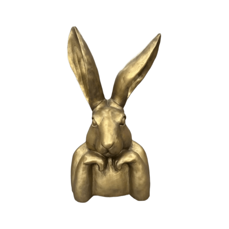 Extra Small Gold Ceramic Bunny Thinking