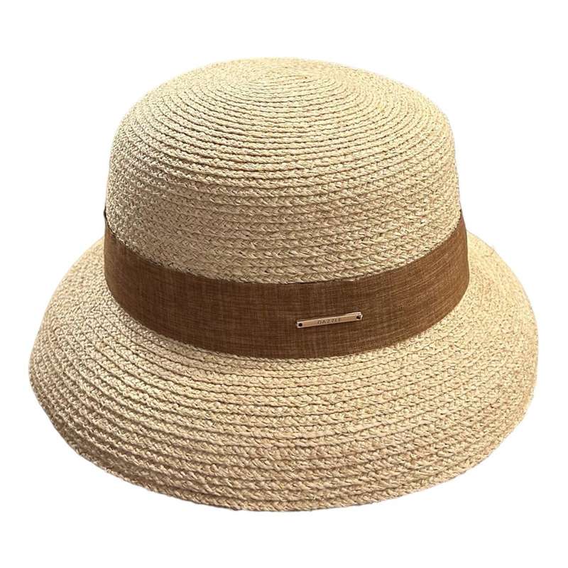 Fedora Hat - Beige, Brown Material Band And Metal Plate