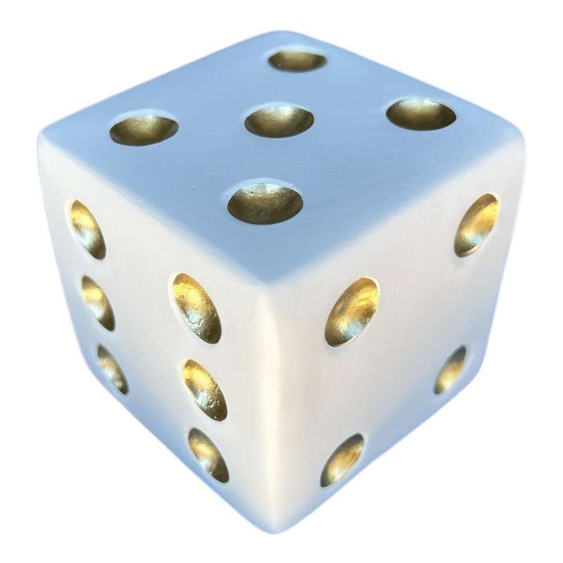 Figurine Craft - Small White And Gold Dice