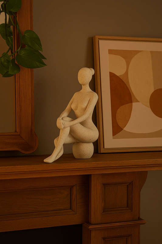 Figurine Craft - White Speckled Sitting Lady