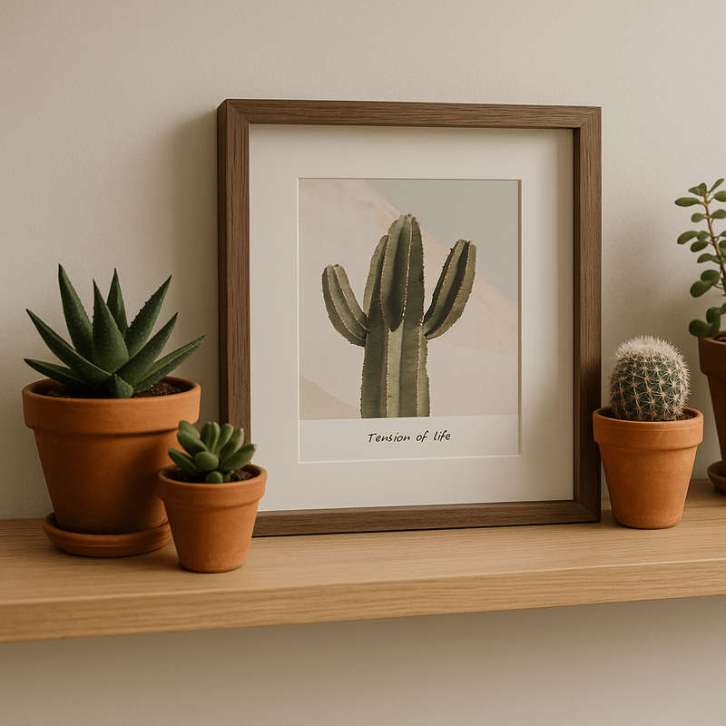 Floating Cactus Art Frame in Dark Brown