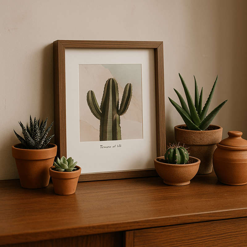 Floating Cactus Art Frame in Dark Brown