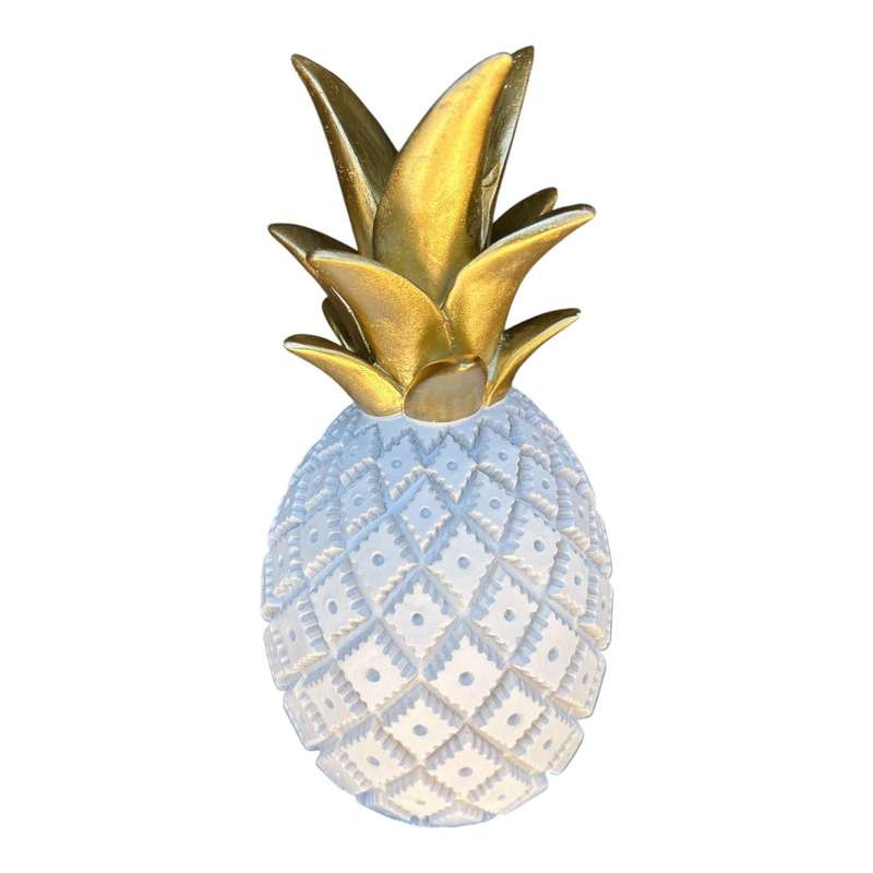 Fruit Craft - Large White Pineapple, Gold Leaves