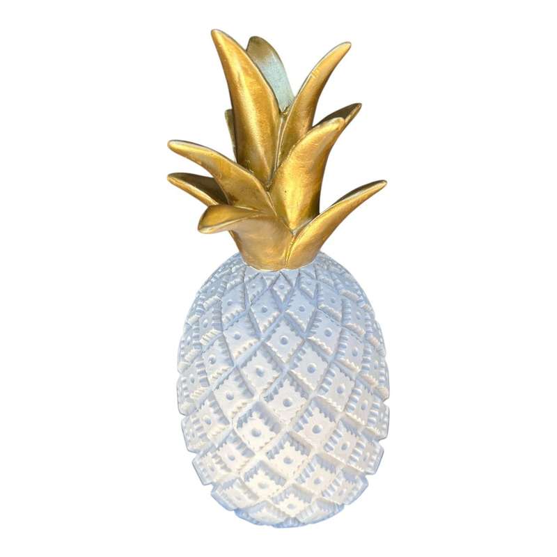 Fruit Craft - Small White Pineapple, Gold Leaves